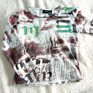 Graphic Long Sleeve Shirt - Brown and Green